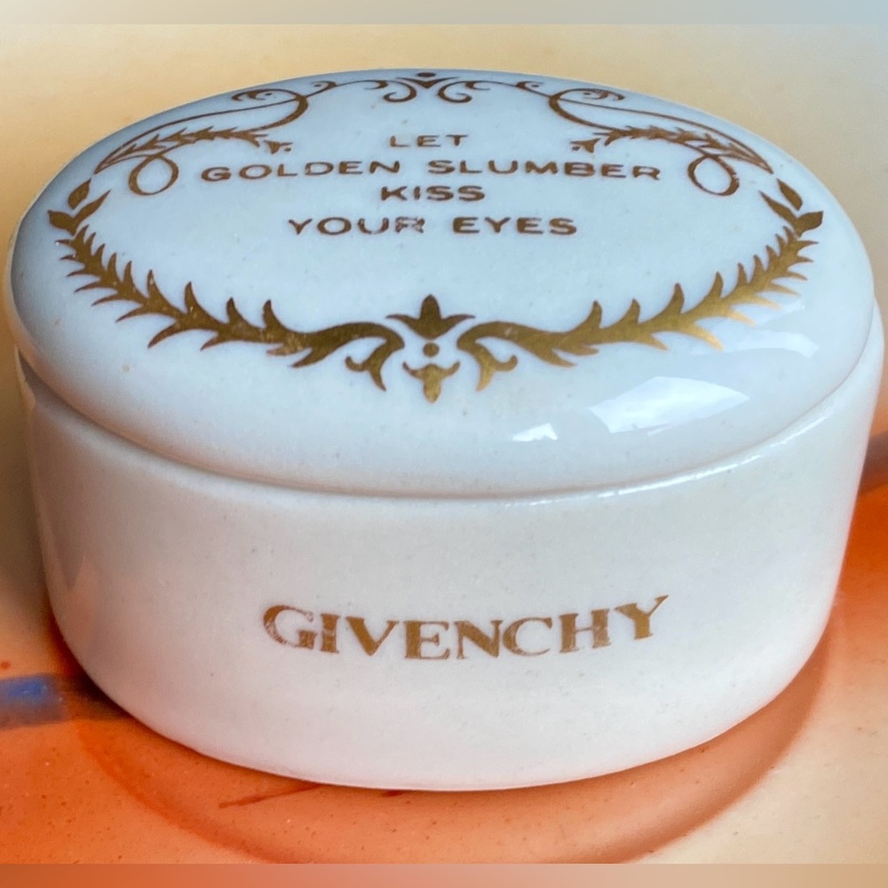VTG 70s-80s RARE Givenchy Golden Slumber Ceramic Container & MiniGivenchy Bottle